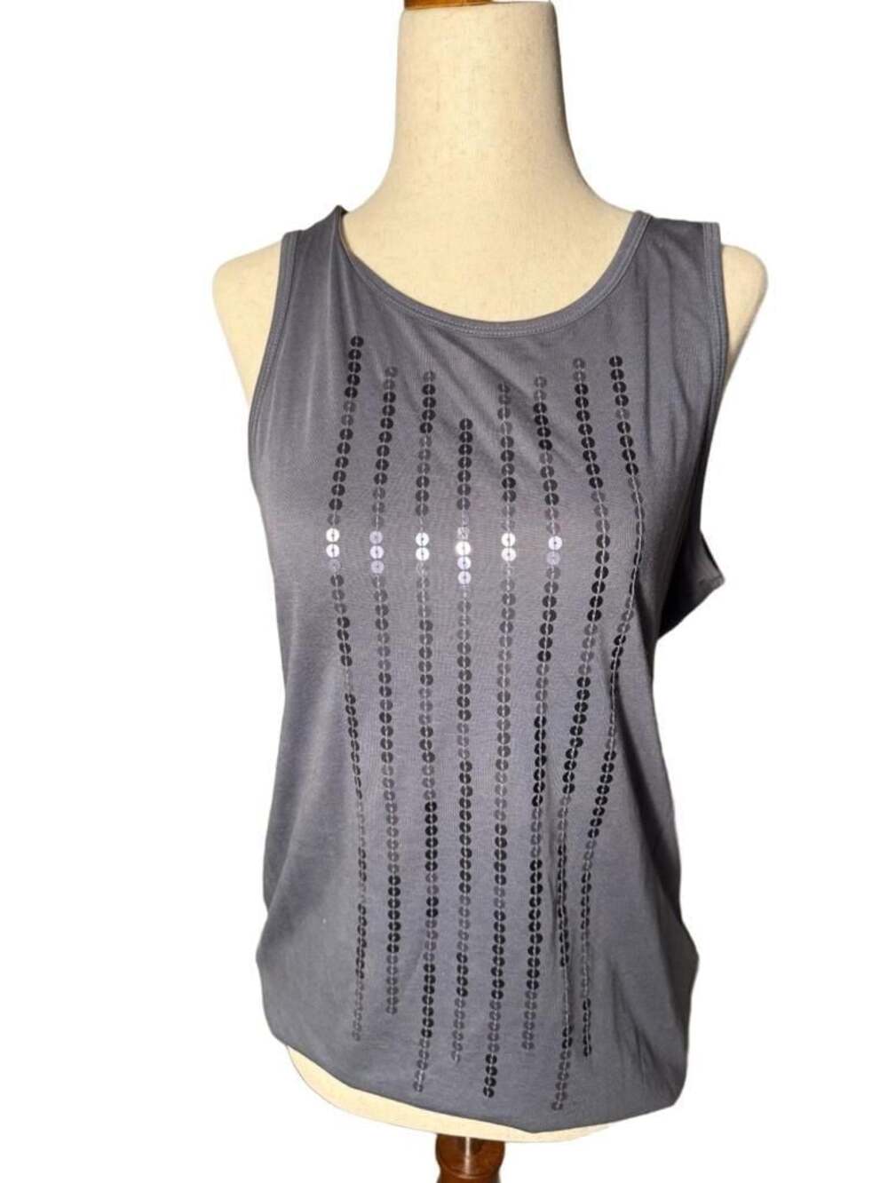 Gap Grey Sequin Embellished Sleeveless Tank Top Size M